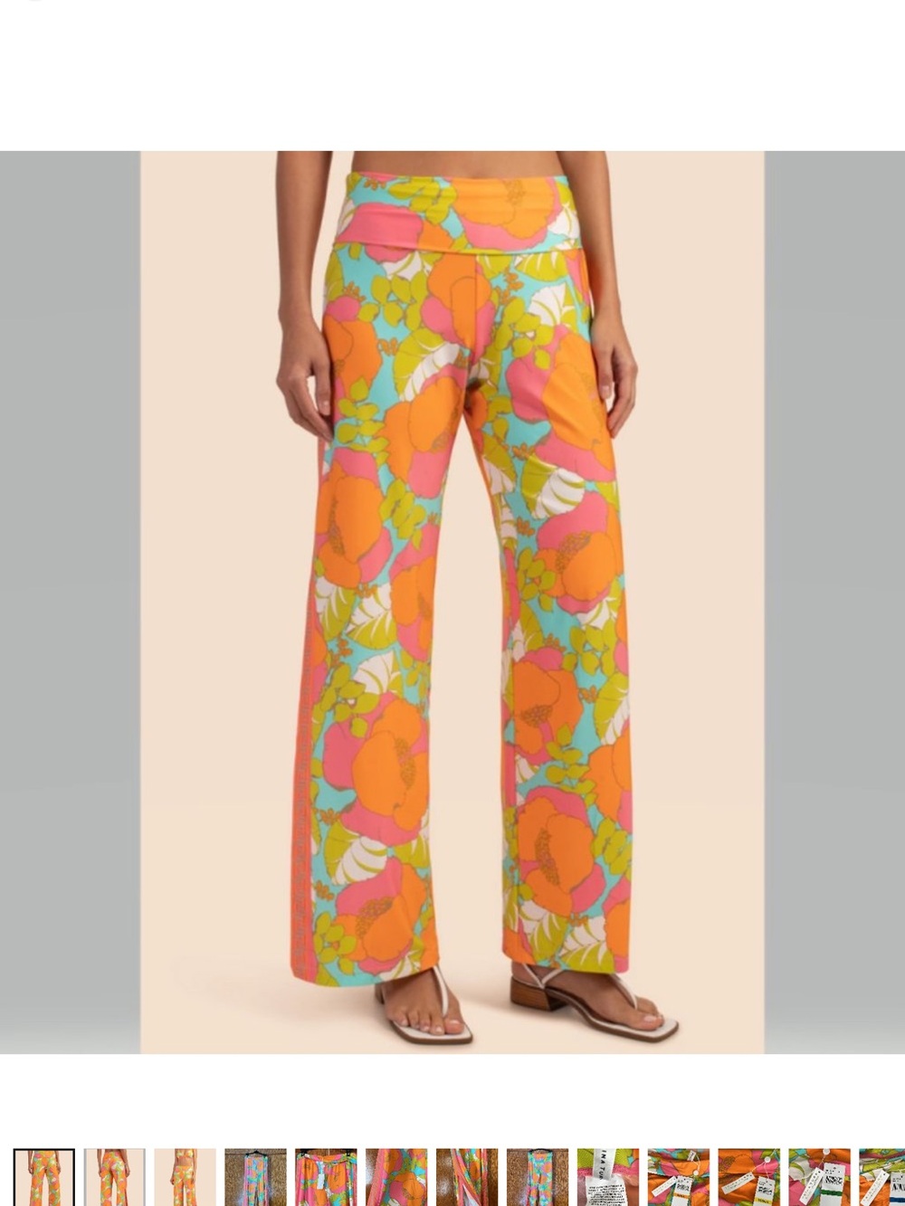 Trina Turk Multicolor Floral Straight Leg Pants - Orange, Pink, Turquoise, Lime